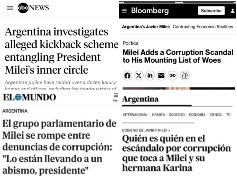 El mundo habla del posible "escándalo de corrupción" en el gobierno de Milei